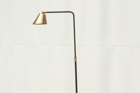 Tall brass floor light (narrow shade)